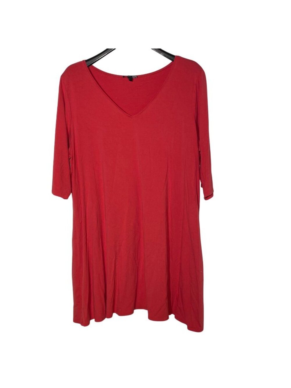 Eileen Fisher V-Neck Stretch Tunic Top Sz 2X Pink/Salmon Minimalist Basic